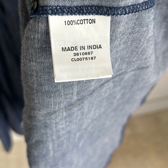 Wayward Fancies Eshakti size 3X maxi dress tier cotton chambray blue sleeveless - Picture 11 of 13